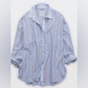 Aerie Blue Striped Oversized Shirt - Women’s L